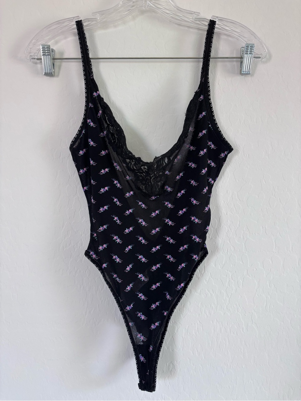 INTERLUDES BY CIRA Vintage Thong Floral Bodysuit Lace Lingerie Sexy Size Medium